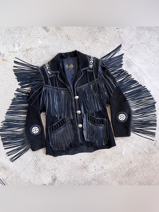 Scully Jackets & Blazers - Scully Black Suede Fringe Western Jacket with Concho Buttons
